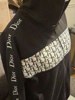 Black Christian Dior Monogram Full Zip Up Hoodie Jacket Size Medium